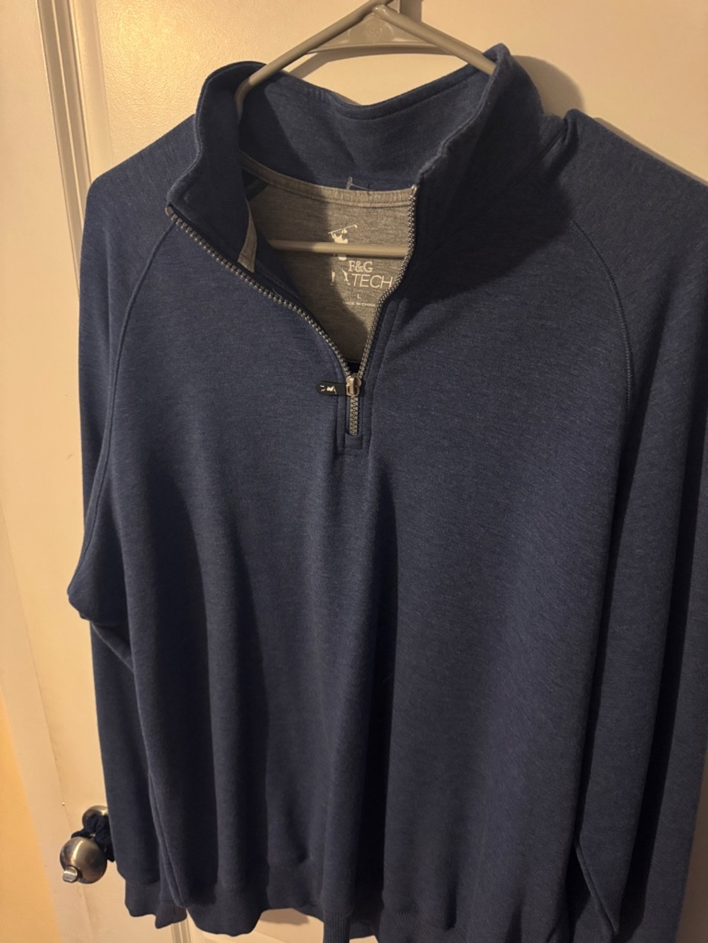 F&G Tech Pullover 1/4 Zip Long Sleeve‎ Mens Large L Blue Golf EUC - Picture 2 of 5